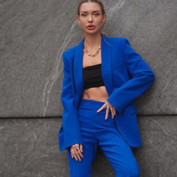 Zara NWT blue tuxedo dinner blazer jacket - Picture 8 of 8